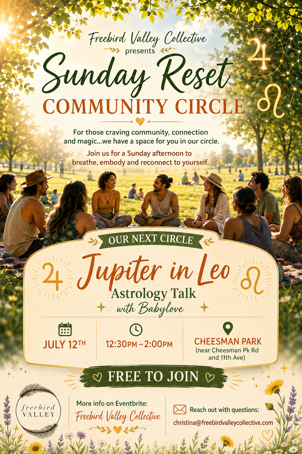 Flyer for July 2026 Sunday Reset Event